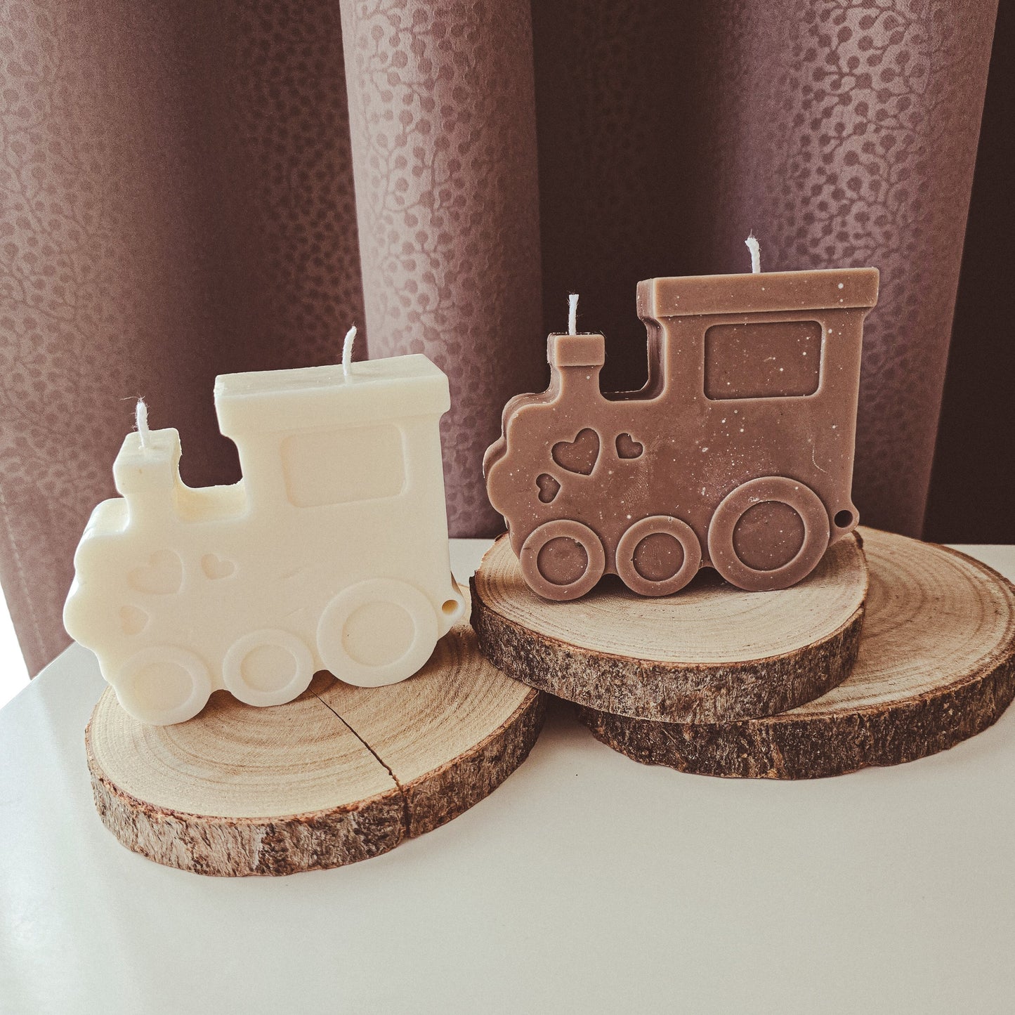 Rankų darbo sojų vaško žvakė "Traukinys"